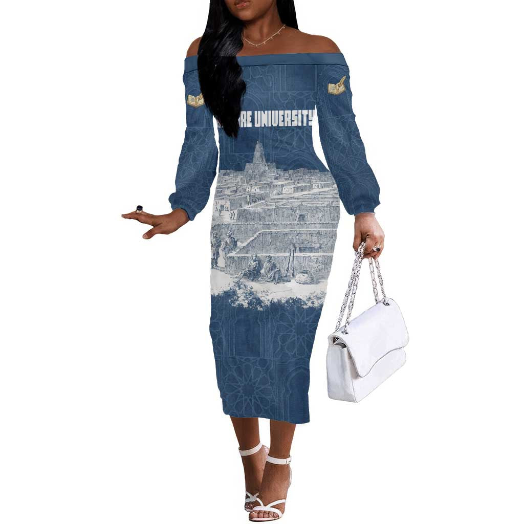 Mansa Musa Sankore University Off The Shoulder Long Sleeve Dress Knowledge is the True Gold - African Scholarly Legacy - African Pride