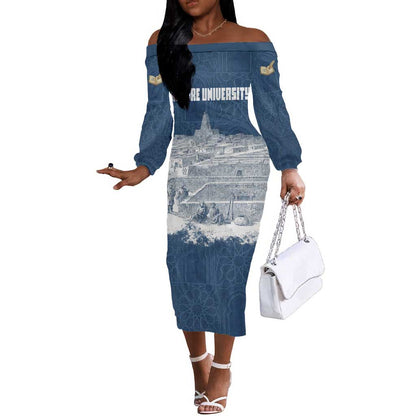 Mansa Musa Sankore University Off The Shoulder Long Sleeve Dress Knowledge is the True Gold - African Scholarly Legacy - African Pride