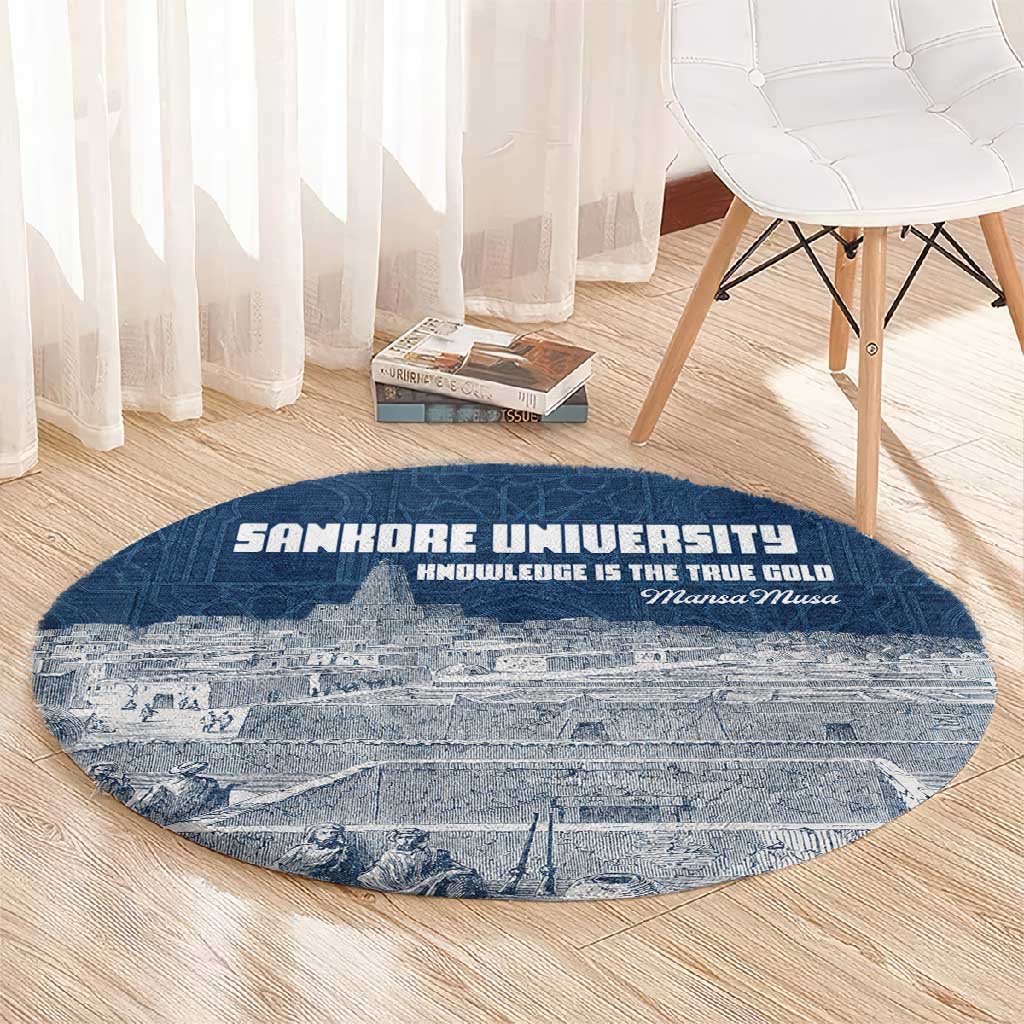 Mansa Musa Sankore University Round Carpet Knowledge is the True Gold - African Scholarly Legacy - African Pride