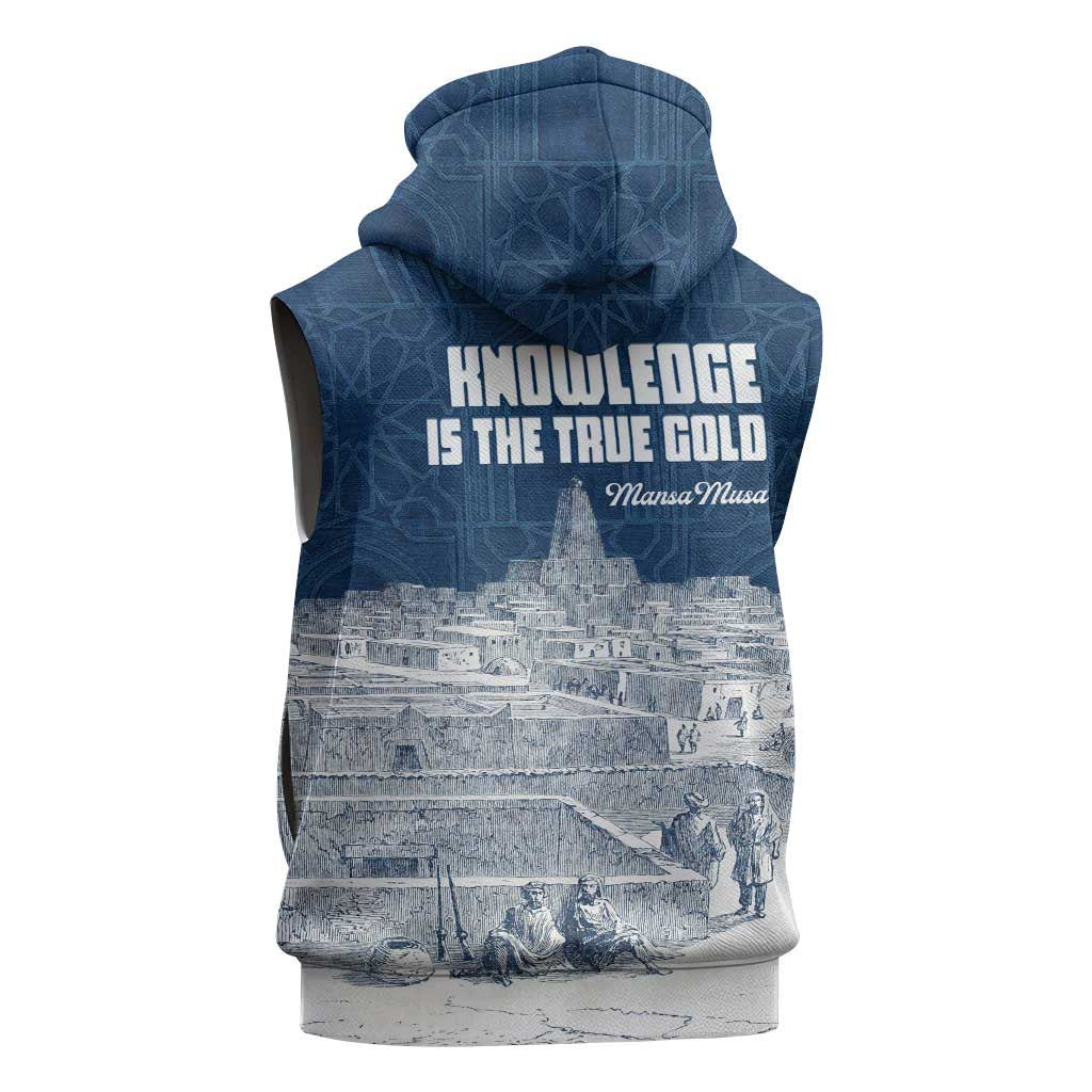 Mansa Musa Sankore University Sleeveless Hoodie Knowledge is the True Gold - African Scholarly Legacy - African Pride