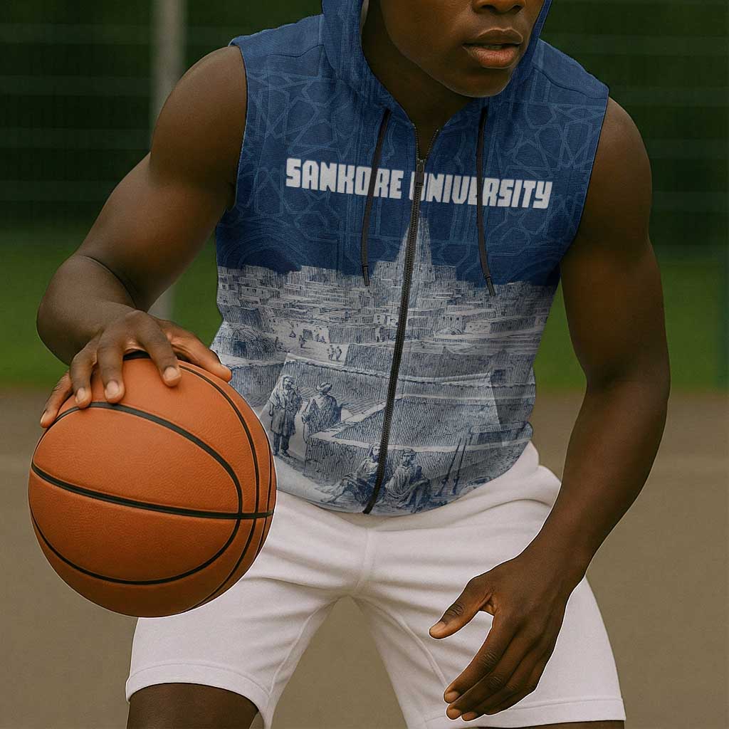 Mansa Musa Sankore University Sleeveless Zip Hoodie Knowledge is the True Gold - African Scholarly Legacy - African Pride