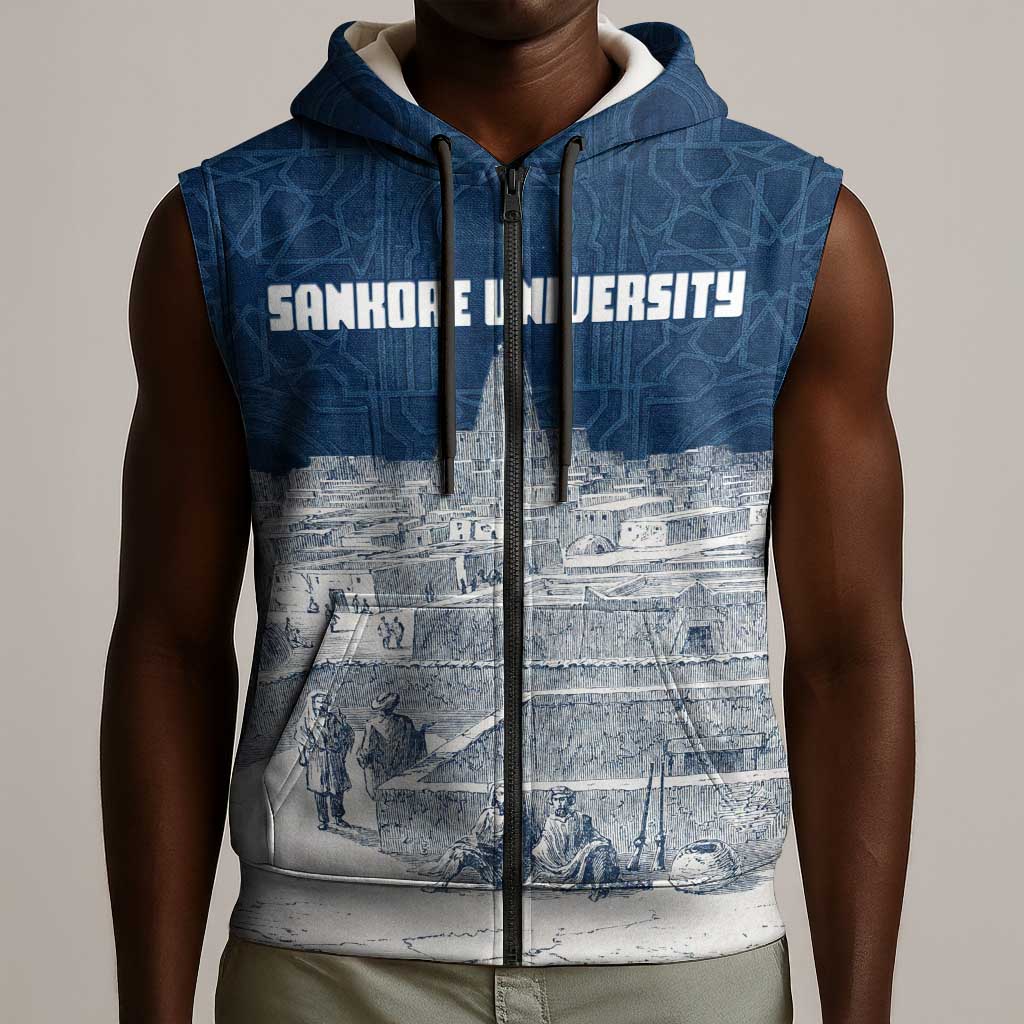Mansa Musa Sankore University Sleeveless Zip Hoodie Knowledge is the True Gold - African Scholarly Legacy - African Pride