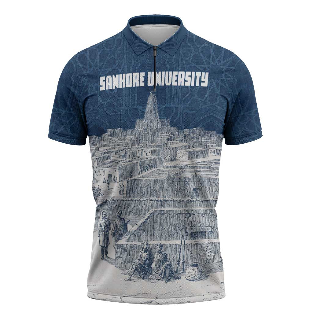 Mansa Musa Sankore University Zipper Polo Shirt Knowledge is the True Gold - African Scholarly Legacy - African Pride