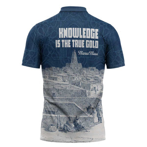 Mansa Musa Sankore University Zipper Polo Shirt Knowledge is the True Gold - African Scholarly Legacy - African Pride