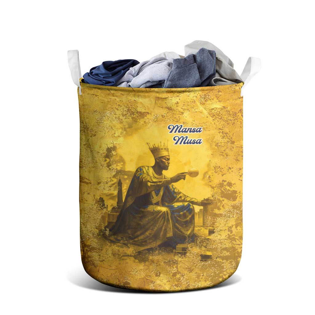 Mansa Musa Laundry Basket Golden Legacy Theme Ancient Map Regal Portrait of Mali Emperor Timbuktu - African Pride