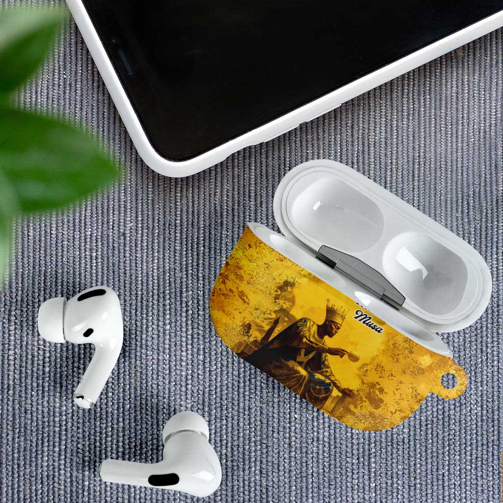 Mansa Musa AirPods Case Golden Legacy Theme Ancient Map Regal Portrait of Mali Emperor Timbuktu - African Pride