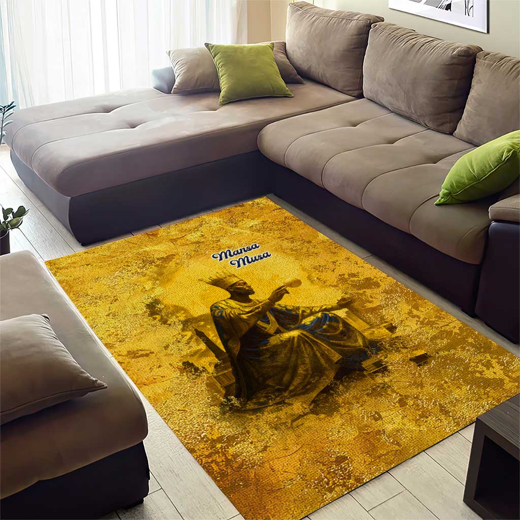 Mansa Musa Area Rug Golden Legacy Theme Ancient Map Regal Portrait of Mali Emperor Timbuktu - African Pride