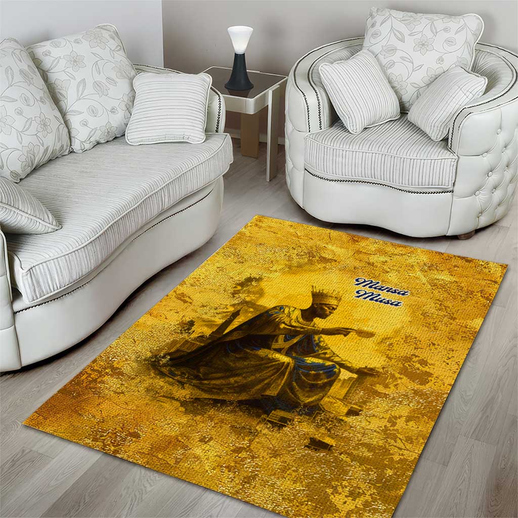 Mansa Musa Area Rug Golden Legacy Theme Ancient Map Regal Portrait of Mali Emperor Timbuktu - African Pride