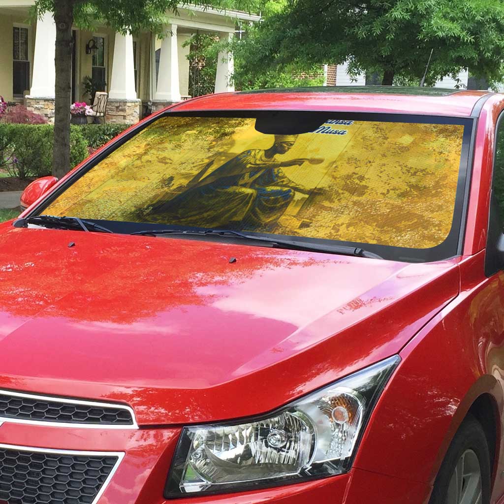 Mansa Musa Auto Sun Shade Golden Legacy Theme Ancient Map Regal Portrait of Mali Emperor Timbuktu - African Pride