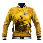 Mansa Musa Baseball Jacket Golden Legacy Theme Ancient Map Regal Portrait of Mali Emperor Timbuktu - African Pride