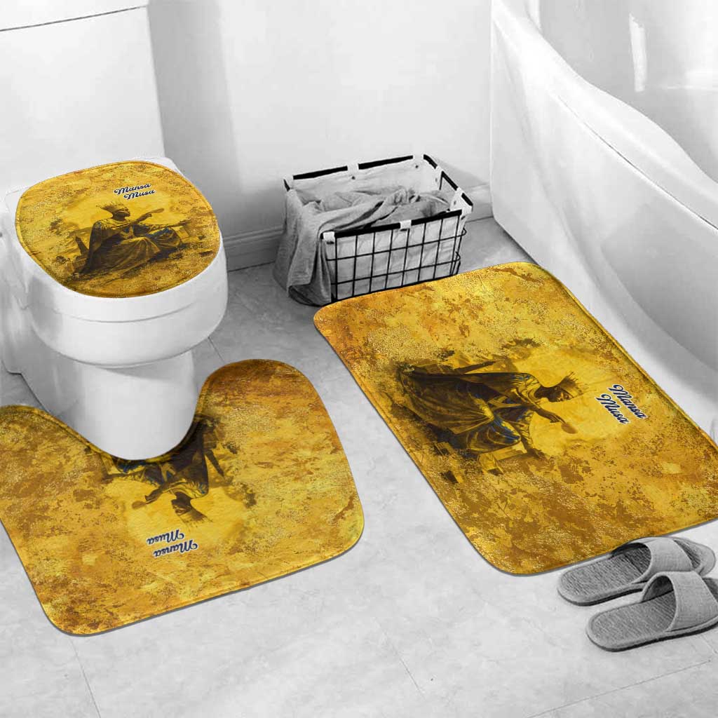 Mansa Musa Bathroom Set Golden Legacy Theme Ancient Map Regal Portrait of Mali Emperor Timbuktu - African Pride