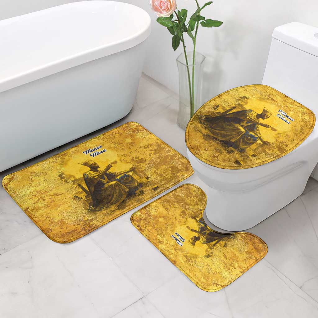 Mansa Musa Bathroom Set Golden Legacy Theme Ancient Map Regal Portrait of Mali Emperor Timbuktu - African Pride