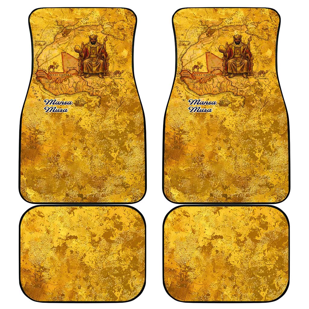 Mansa Musa Car Mats Golden Legacy Theme Ancient Map Regal Portrait of Mali Emperor Timbuktu - African Pride