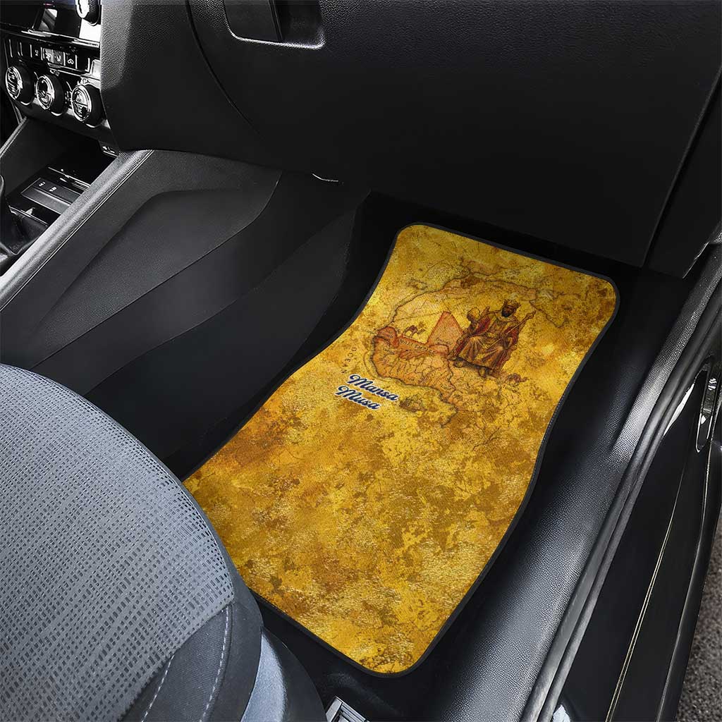 Mansa Musa Car Mats Golden Legacy Theme Ancient Map Regal Portrait of Mali Emperor Timbuktu - African Pride