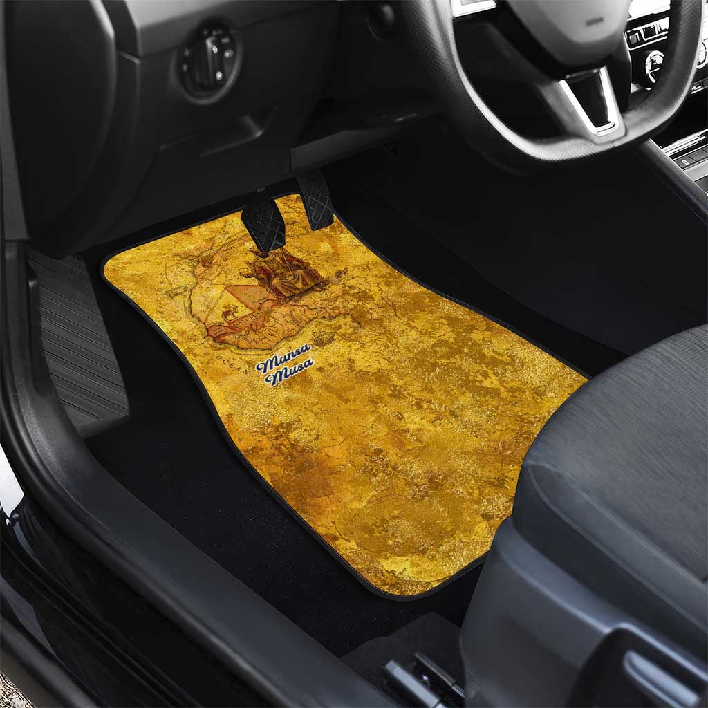 Mansa Musa Car Mats Golden Legacy Theme Ancient Map Regal Portrait of Mali Emperor Timbuktu - African Pride