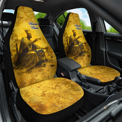 Mansa Musa Car Seat Cover Golden Legacy Theme Ancient Map Regal Portrait of Mali Emperor Timbuktu - African Pride