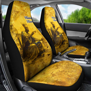 Mansa Musa Car Seat Cover Golden Legacy Theme Ancient Map Regal Portrait of Mali Emperor Timbuktu - African Pride