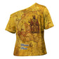 Mansa Musa Cross Shoulder Shirt Golden Legacy Theme Ancient Map Regal Portrait of Mali Emperor Timbuktu - African Pride