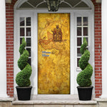 Mansa Musa Door Cover Golden Legacy Theme Ancient Map Regal Portrait of Mali Emperor Timbuktu - African Pride