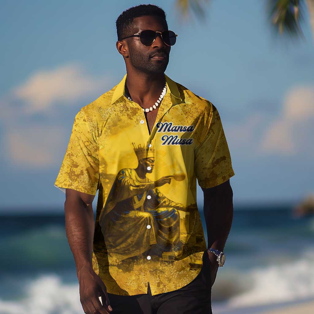 Mansa Musa Hawaiian Shirt Golden Legacy Theme Ancient Map Regal Portrait of Mali Emperor Timbuktu - African Pride