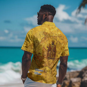 Mansa Musa Hawaiian Shirt Golden Legacy Theme Ancient Map Regal Portrait of Mali Emperor Timbuktu - African Pride