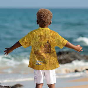 Mansa Musa Kid Hawaiian Shirt Golden Legacy Theme Ancient Map Regal Portrait of Mali Emperor Timbuktu - African Pride