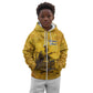 Mansa Musa Kid Hoodie Golden Legacy Theme Ancient Map Regal Portrait of Mali Emperor Timbuktu - African Pride