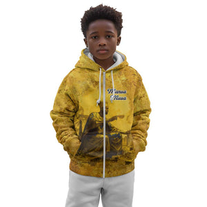 Mansa Musa Kid Hoodie Golden Legacy Theme Ancient Map Regal Portrait of Mali Emperor Timbuktu - African Pride