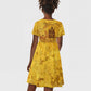 Mansa Musa Kid Short Sleeve Dress Golden Legacy Theme Ancient Map Regal Portrait of Mali Emperor Timbuktu - African Pride