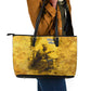 Mansa Musa Leather Tote Bag Golden Legacy Theme Ancient Map Regal Portrait of Mali Emperor Timbuktu - African Pride