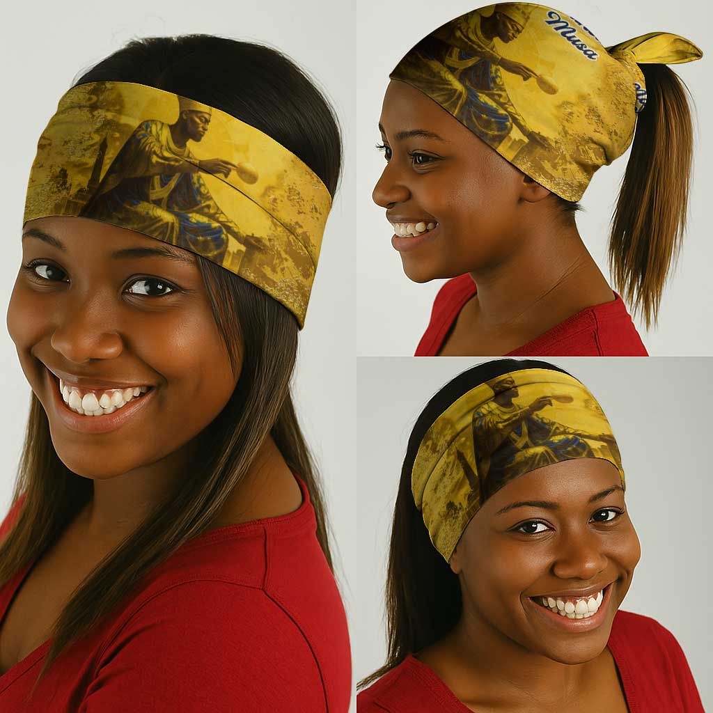 Mansa Musa Neck Gaiter Golden Legacy Theme Ancient Map Regal Portrait of Mali Emperor Timbuktu - African Pride