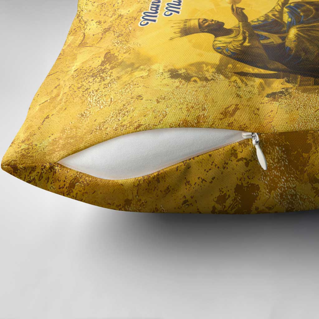 Mansa Musa Pillow Cover Golden Legacy Theme Ancient Map Regal Portrait of Mali Emperor Timbuktu - African Pride