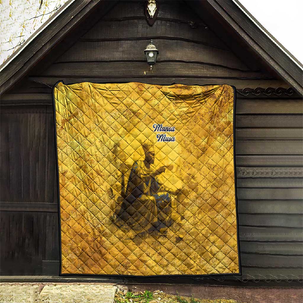 Mansa Musa Quilt Golden Legacy Theme Ancient Map Regal Portrait of Mali Emperor Timbuktu - African Pride