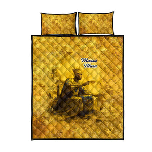 Mansa Musa Quilt Bed Set Golden Legacy Theme Ancient Map Regal Portrait of Mali Emperor Timbuktu - African Pride