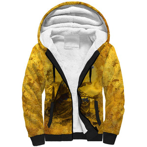 Mansa Musa Sherpa Hoodie Golden Legacy Theme Ancient Map Regal Portrait of Mali Emperor Timbuktu - African Pride