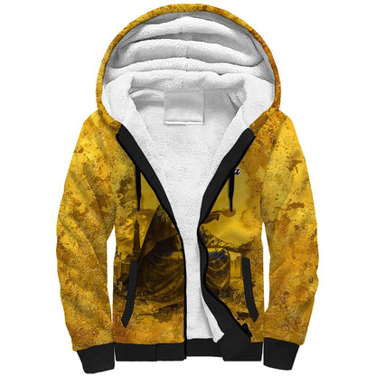 Mansa Musa Sherpa Hoodie Golden Legacy Theme Ancient Map Regal Portrait of Mali Emperor Timbuktu - African Pride