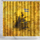Mansa Musa Shower Curtain Golden Legacy Theme Ancient Map Regal Portrait of Mali Emperor Timbuktu - African Pride