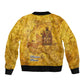 Mansa Musa Sleeve Zip Bomber Jacket Golden Legacy Theme Ancient Map Regal Portrait of Mali Emperor Timbuktu - African Pride