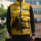 Mansa Musa Sleeveless Puffer Jacket Golden Legacy Theme Ancient Map Regal Portrait of Mali Emperor Timbuktu - African Pride