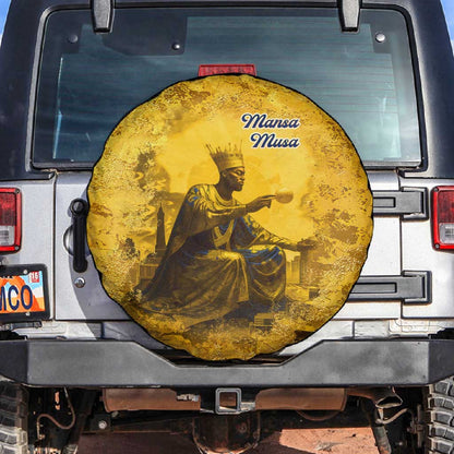 Mansa Musa Spare Tire Cover Golden Legacy Theme Ancient Map Regal Portrait of Mali Emperor Timbuktu - African Pride
