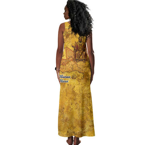 Mansa Musa Tank Maxi Dress Golden Legacy Theme Ancient Map Regal Portrait of Mali Emperor Timbuktu - African Pride