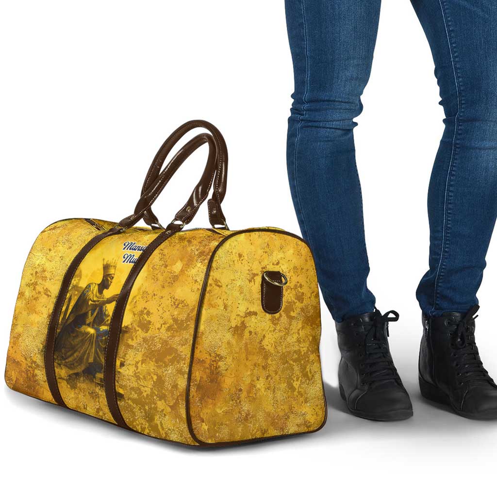Mansa Musa Travel Bag Golden Legacy Theme Ancient Map Regal Portrait of Mali Emperor Timbuktu - African Pride
