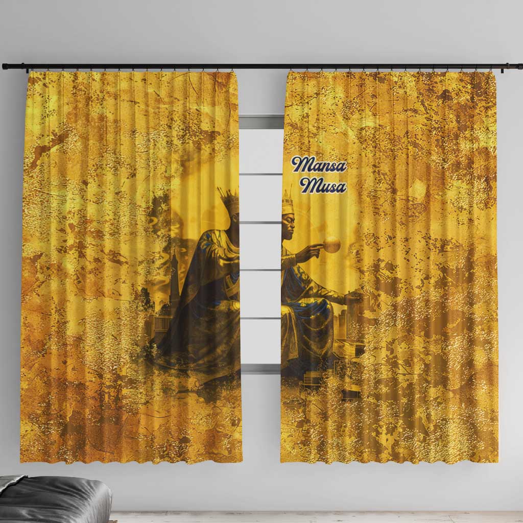 Mansa Musa Window Curtain Golden Legacy Theme Ancient Map Regal Portrait of Mali Emperor Timbuktu - African Pride