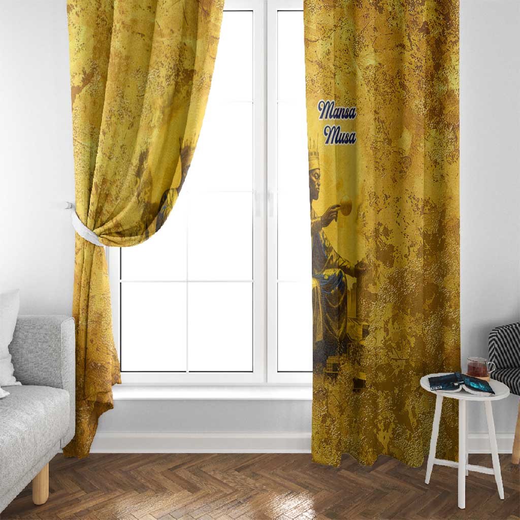 Mansa Musa Window Curtain Golden Legacy Theme Ancient Map Regal Portrait of Mali Emperor Timbuktu - African Pride