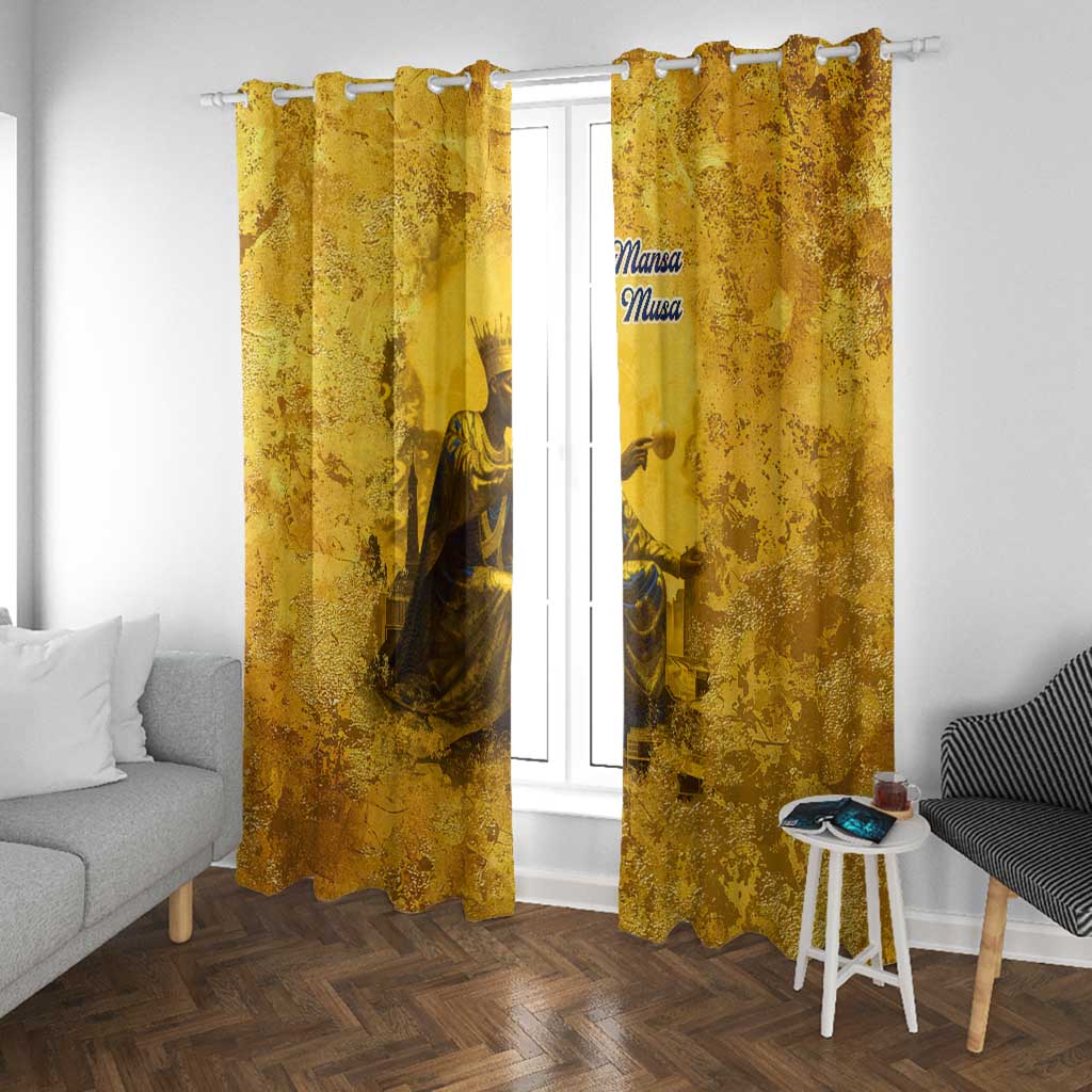 Mansa Musa Window Curtain Golden Legacy Theme Ancient Map Regal Portrait of Mali Emperor Timbuktu - African Pride