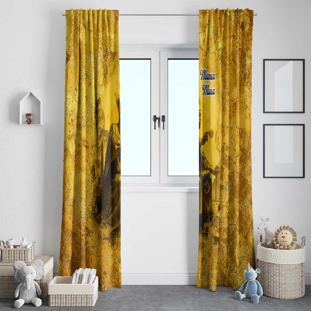 Mansa Musa Window Curtain Golden Legacy Theme Ancient Map Regal Portrait of Mali Emperor Timbuktu - African Pride