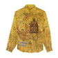 Mansa Musa Women Casual Shirt Golden Legacy Theme Ancient Map Regal Portrait of Mali Emperor Timbuktu - African Pride