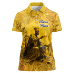 Mansa Musa Women Polo Shirt Golden Legacy Theme Ancient Map Regal Portrait of Mali Emperor Timbuktu - African Pride