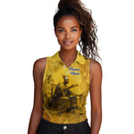 Mansa Musa Women Sleeveless Polo Shirt Golden Legacy Theme Ancient Map Regal Portrait of Mali Emperor Timbuktu - African Pride