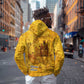 Mansa Musa Zip Hoodie Golden Legacy Theme Ancient Map Regal Portrait of Mali Emperor Timbuktu - African Pride